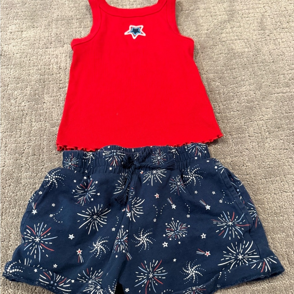 Red White and Blue Girls Set Embroidered Tank Size 6/6X